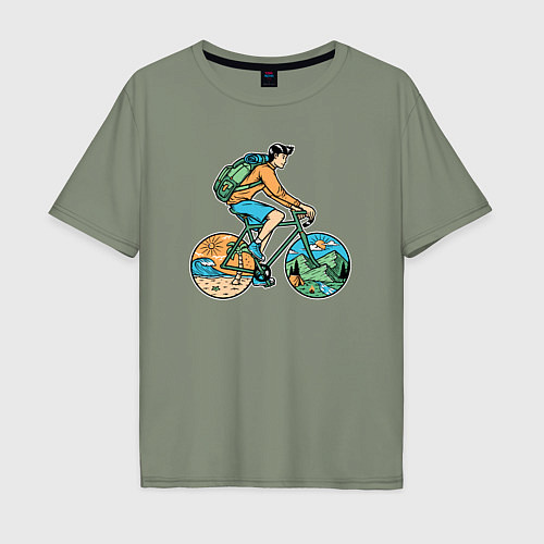 Мужская футболка оверсайз Nature biker / Авокадо – фото 1