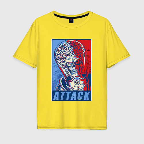 Мужская футболка оверсайз Attack brain-alien / Желтый – фото 1