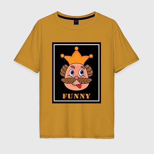 Мужская футболка оверсайз Веселый король смайликов - Funny king emoji / Горчичный – фото 1