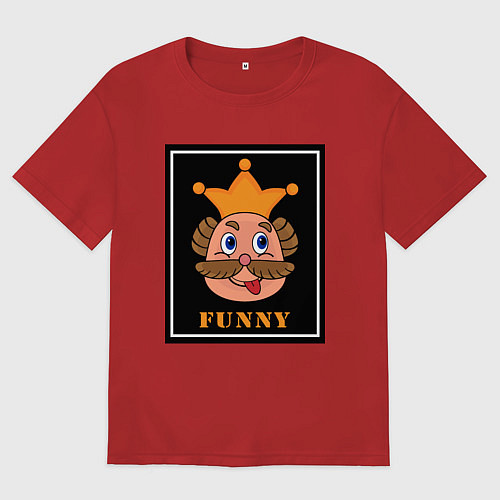 Мужская футболка оверсайз Веселый король смайликов - Funny king emoji / Красный – фото 1