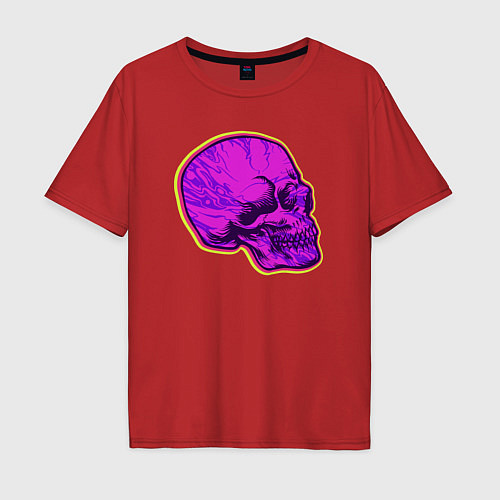 Мужская футболка оверсайз Пурпурный череп / Красный – фото 1