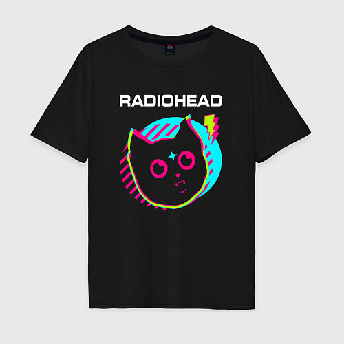 Мужская футболка оверсайз Radiohead rock star cat / Черный – фото 1