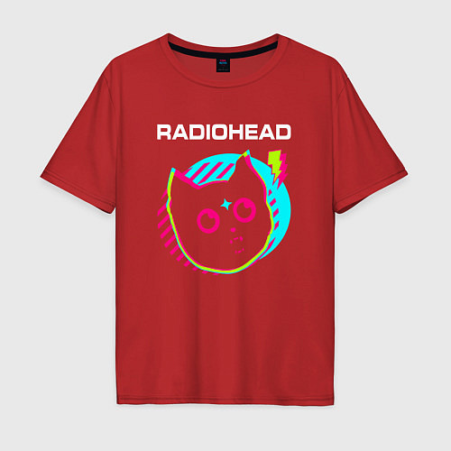 Мужская футболка оверсайз Radiohead rock star cat / Красный – фото 1