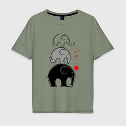 Мужская футболка оверсайз Милые слоники