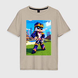 Футболка оверсайз мужская Jotaro Kujo and Minecraft - collaboration, цвет: миндальный