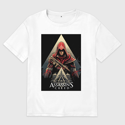 Мужская футболка оверсайз Assassins creed красный костюм / Белый – фото 1
