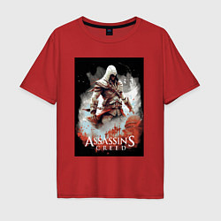 Футболка оверсайз мужская Assassins creed poster, цвет: красный