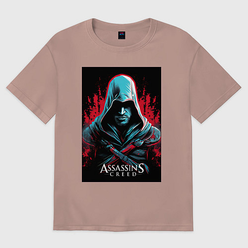 Мужская футболка оверсайз Assassins creed классика / Пыльно-розовый – фото 1