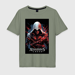 Мужская футболка оверсайз Assassins creed красные пятна