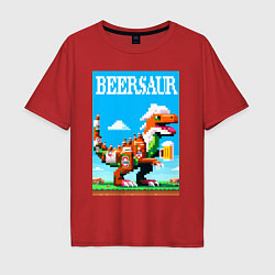 Мужская футболка оверсайз Beersaur - pixel art