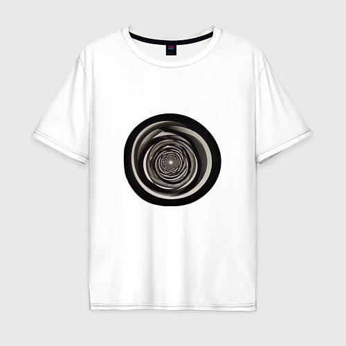 Мужская футболка оверсайз Черно белые кольца / Белый – фото 1