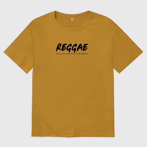 Мужская футболка оверсайз Reggae music in black white / Горчичный – фото 1