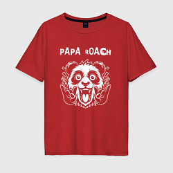 Футболка оверсайз мужская Papa Roach rock panda, цвет: красный