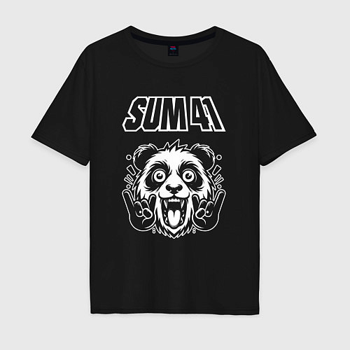 Мужская футболка оверсайз Sum41 rock panda / Черный – фото 1