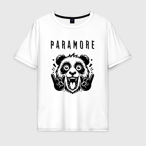 Мужская футболка оверсайз Paramore - rock panda / Белый – фото 1