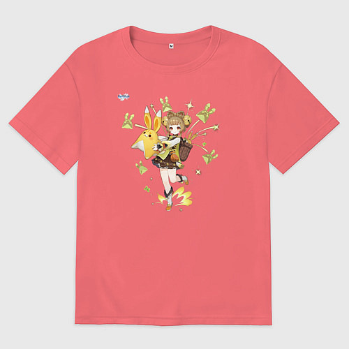 Мужская футболка оверсайз Яо Яо из Геншин Импакт / Коралловый – фото 1