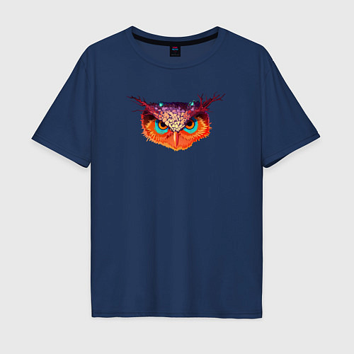 Мужская футболка оверсайз Мудрая волшебная сова / Тёмно-синий – фото 1