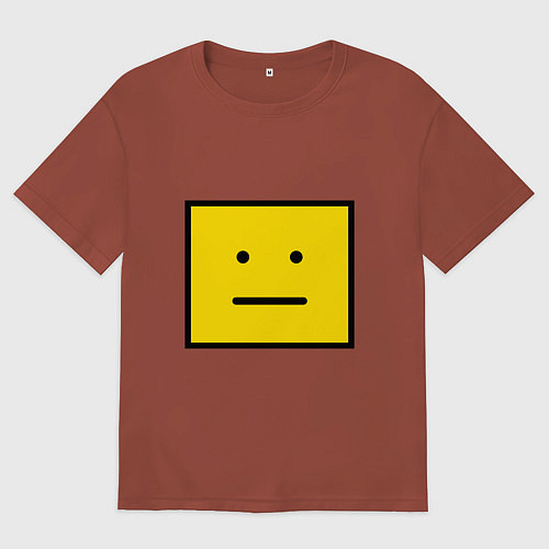 Мужская футболка оверсайз Квадратный смайлик / Кирпичный – фото 1
