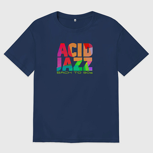 Мужская футболка оверсайз Acid jazz colorful / Тёмно-синий – фото 1