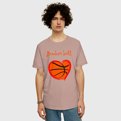 Мужская футболка оверсайз Basket love / Пыльно-розовый – фото 3