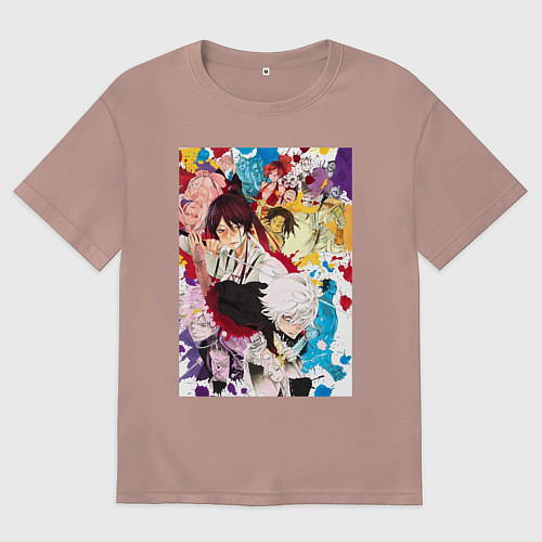 Мужская футболка оверсайз Адский рай Габимару Синоби / Пыльно-розовый – фото 1