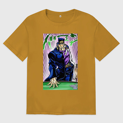 Мужская футболка оверсайз ДжоДжо ставит душу матери / Горчичный – фото 1