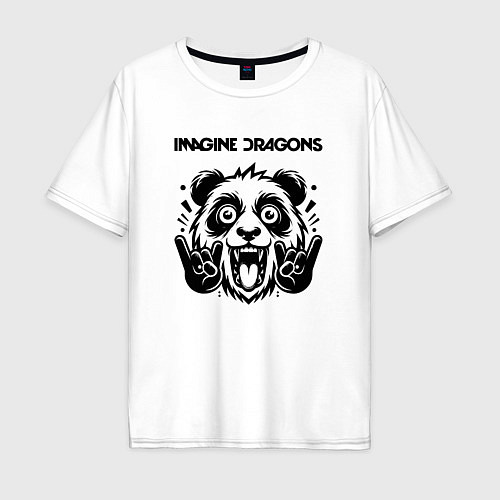 Мужская футболка оверсайз Imagine Dragons - rock panda / Белый – фото 1