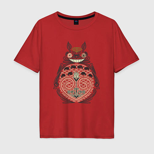 Мужская футболка оверсайз Forest Totoro / Красный – фото 1