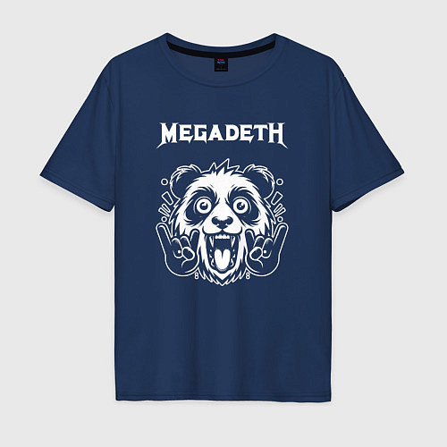 Мужская футболка оверсайз Megadeth rock panda / Тёмно-синий – фото 1