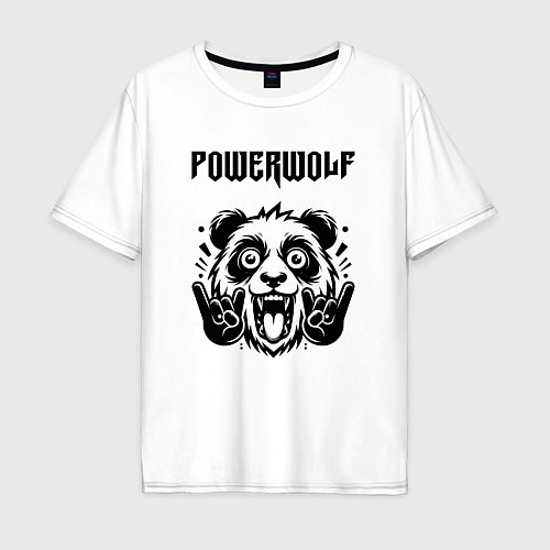 Мужская футболка оверсайз Powerwolf - rock panda / Белый – фото 1