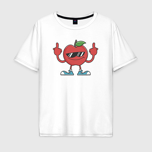 Мужская футболка оверсайз Apple fuck / Белый – фото 1
