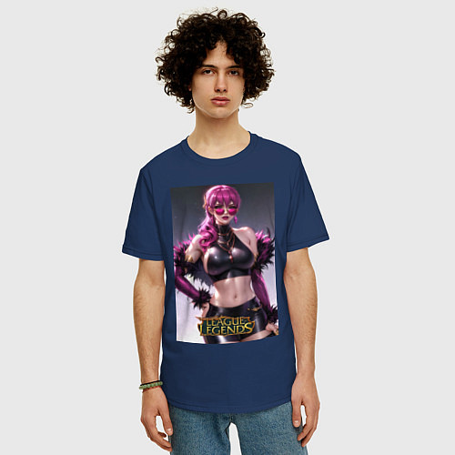 Мужская футболка оверсайз Akali Kda League Of Legends / Тёмно-синий – фото 3