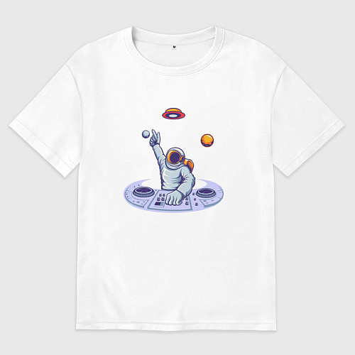 Мужская футболка оверсайз Космонавт - диджей / Белый – фото 1