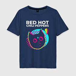 Футболка оверсайз мужская Red Hot Chili Peppers rock star cat, цвет: тёмно-синий