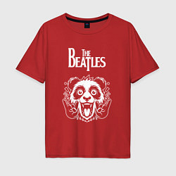 Футболка оверсайз мужская The Beatles rock panda, цвет: красный