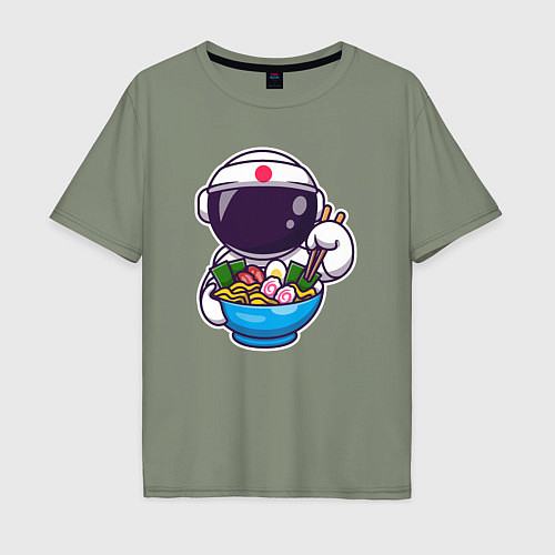 Мужская футболка оверсайз Космонавт ест рамен / Авокадо – фото 1