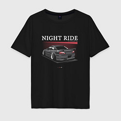 Футболка оверсайз мужская Nissan skyline night ride, цвет: черный