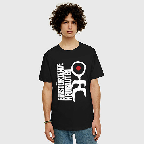 Мужская футболка оверсайз Einstrzende Neubauten - Logo / Черный – фото 3