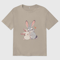 Мужская футболка оверсайз Зайки обнимайки