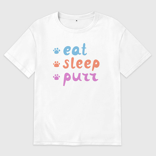 Мужская футболка оверсайз Еда сон мур / Белый – фото 1