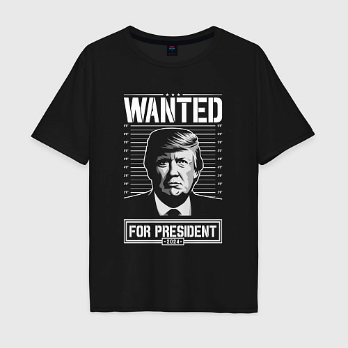 Мужская футболка оверсайз Разыскивается Трамп / Черный – фото 1