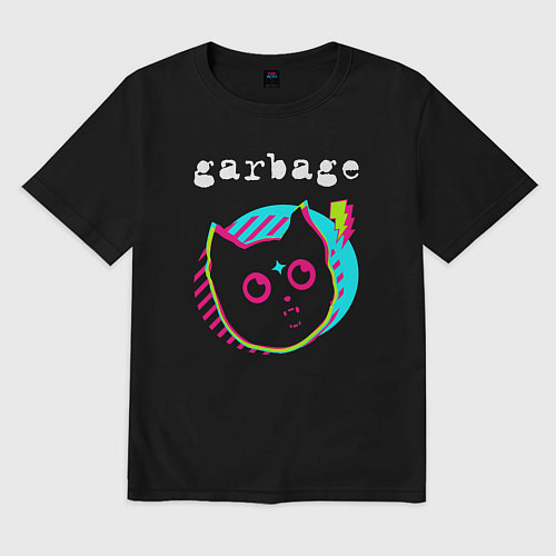 Мужская футболка оверсайз Garbage rock star cat / Черный – фото 1