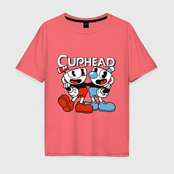 Мужская футболка оверсайз Cuphead and Mugman