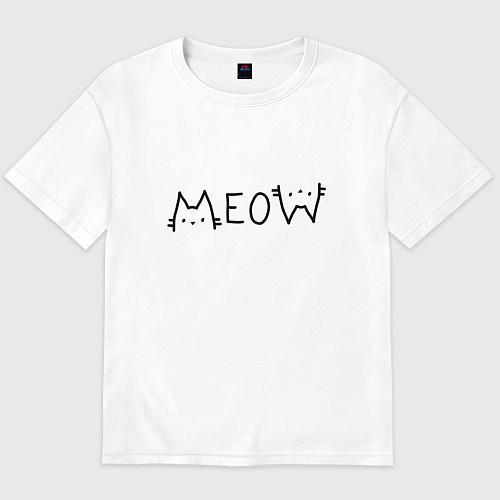 Мужская футболка оверсайз Мяу котики / Белый – фото 1
