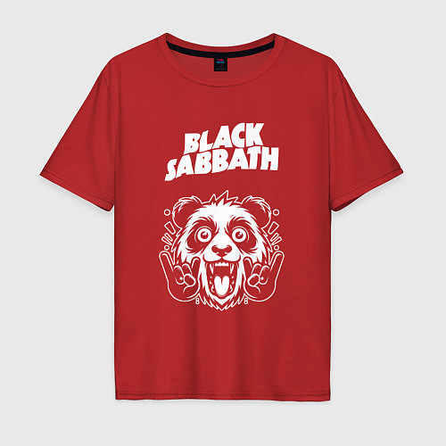 Мужская футболка оверсайз Black Sabbath rock panda / Красный – фото 1