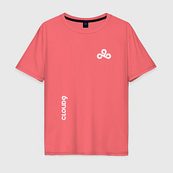 Футболка оверсайз мужская Cloud9 - white logo, цвет: коралловый