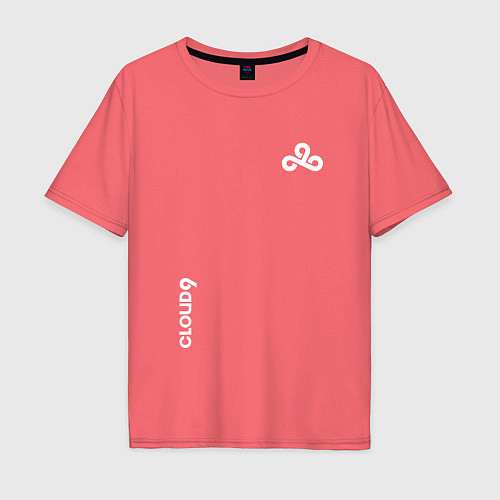 Мужская футболка оверсайз Cloud9 - white logo / Коралловый – фото 1