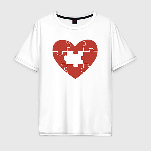 Мужская футболка оверсайз Puzzle heart / Белый – фото 1