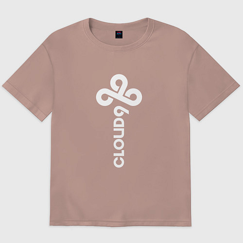 Мужская футболка оверсайз Cloud9 - vertical logo / Пыльно-розовый – фото 1