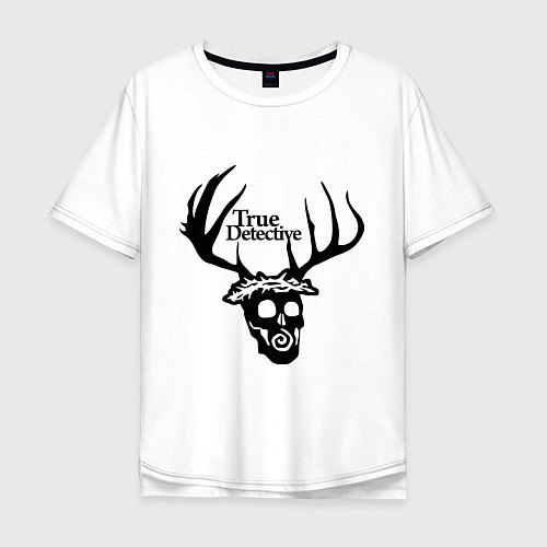 Мужская футболка оверсайз True Detective: Deer Skull / Белый – фото 1